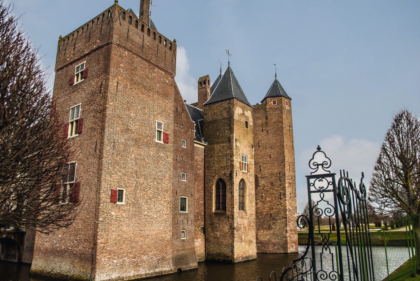 The impressive Assumburg Castle and moat in Heemskerk, the Netherlands.