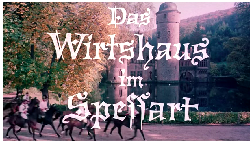 Still from the title sequence of Das Wirtshaus im Spessart, shot at the castle in 1958. 
