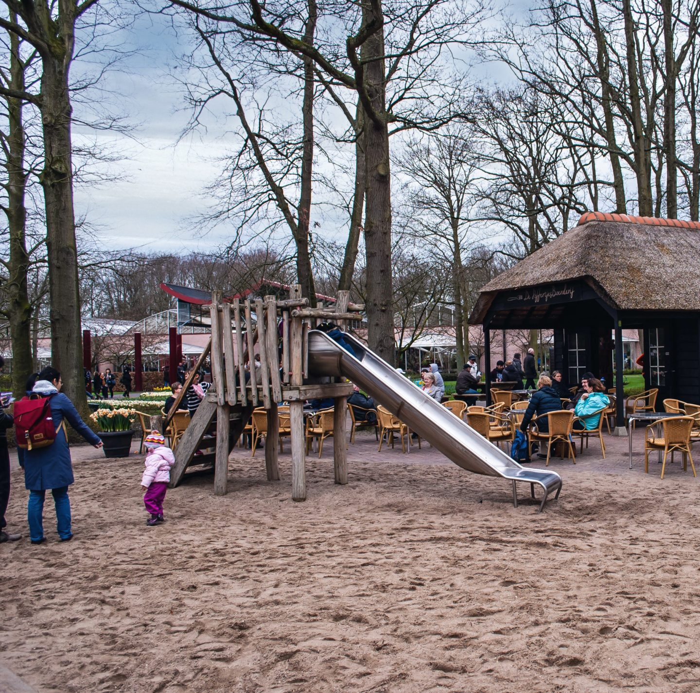 Playground plus coffee hut at Keukenhof. Other botanical gardens, take note!