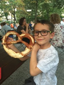 The huge brezeln are a big hit with kids.