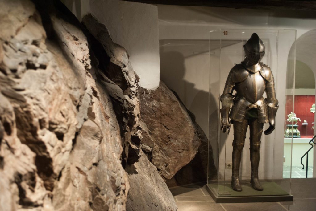 A suit of armour in the treasury at Burg Eltz. 