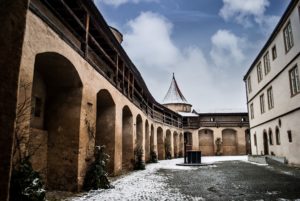 The Kloster Großcomburg satisfies that Rothenburg requirements without the busloads of tourists.