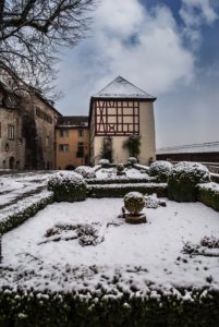 These manicured gardens are lovely under snow too.