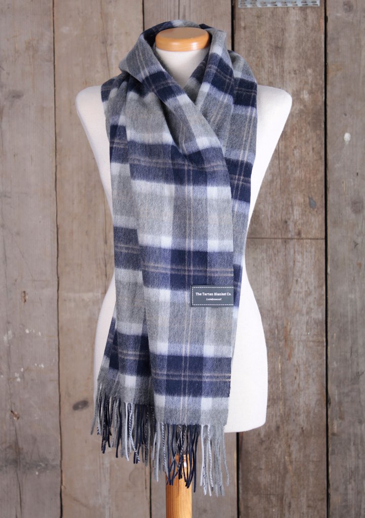 A Tartan Blanket Co. oversized lambswool scarf in Bannockbane Silver Tartan, photo courtesy Tartan Blanket Co.
