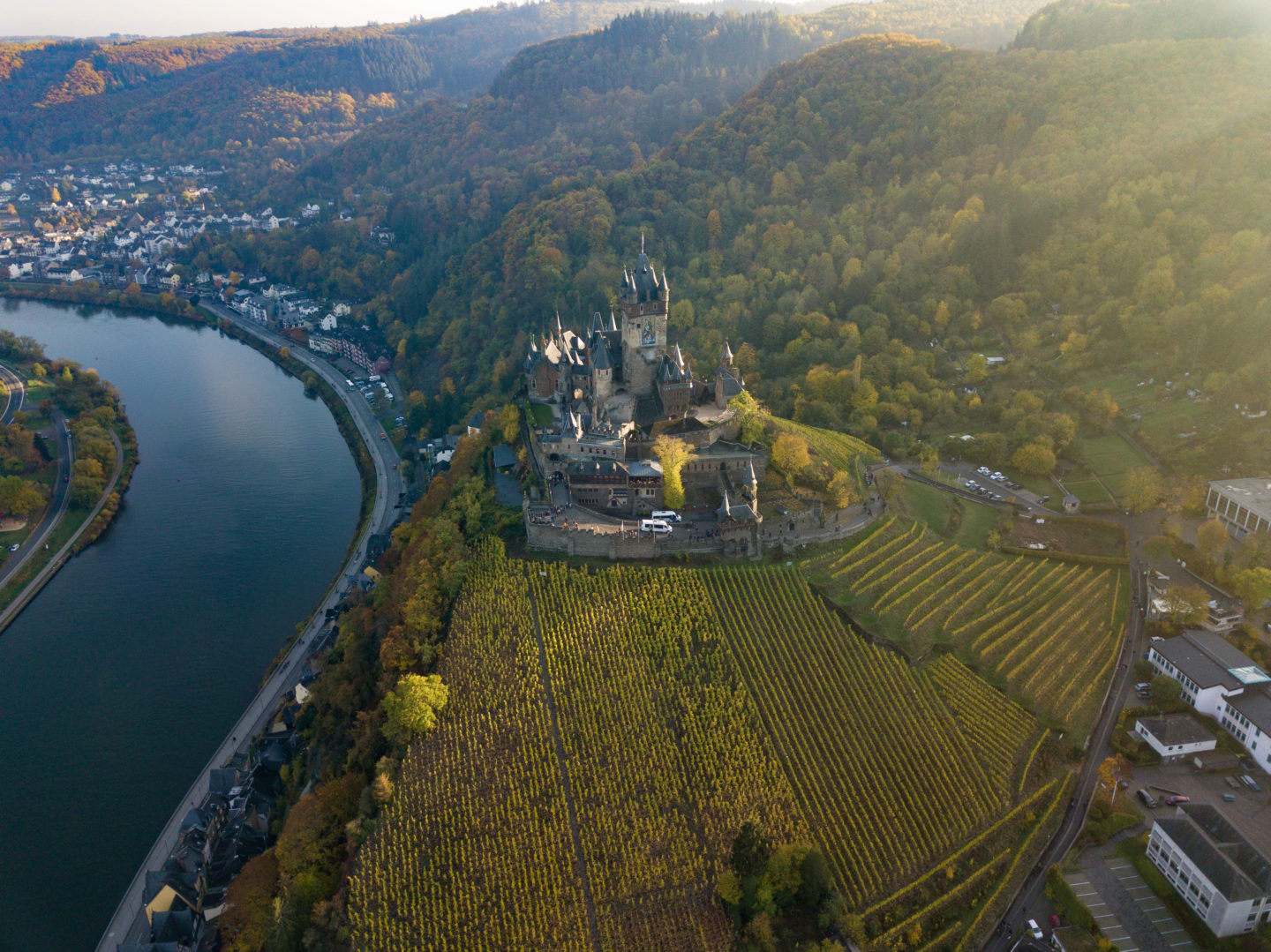 The Cochem Castle above the town
